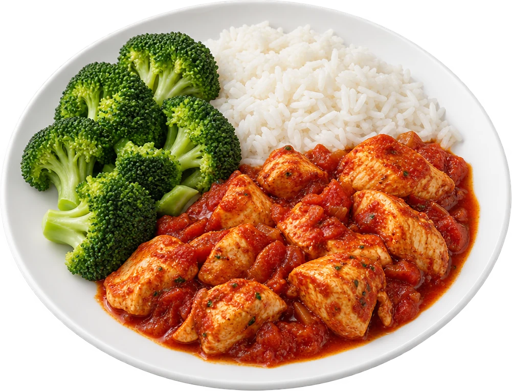 Jantar: Frango, arroz e brócolis